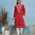 Hand Embroidered Red Pure Cambric Cotton Lucknow Chikankari Women Kurta