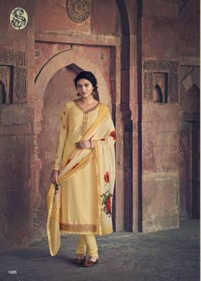Golden thread embroidery faux georgette salwar 1