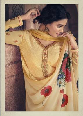 Golden thread embroidery faux georgette salwar 2