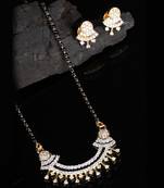 Gold plated American Diamonds Beaded Mangalsutra With Earrings