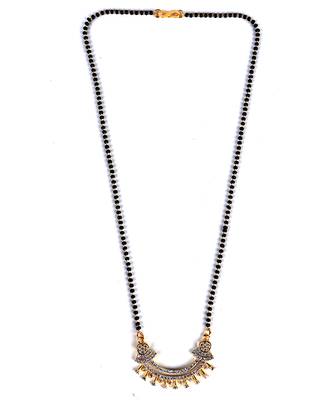 Gold plated American Diamonds Beaded Mangalsutra With Earrings 4