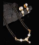 Gold plated American Diamonds Beaded Mangalsutra With Earrings