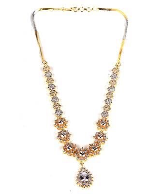 Silver Gold Plated Polki Choker Necklace Set With Earrings 4