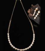 Silver Gold plated American Diamonds Choker Necklace Set With Earrings