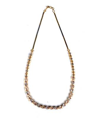 Silver Gold plated American Diamonds Choker Necklace Set With Earrings 4