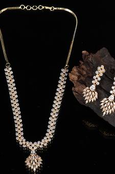 Silver Gold plated Polki Choker Necklace Set With Earrings