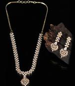 Silver Gold plated Polki Choker Necklace Set With Earrings