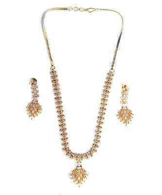 Silver Gold plated Polki Choker Necklace Set With Earrings 3
