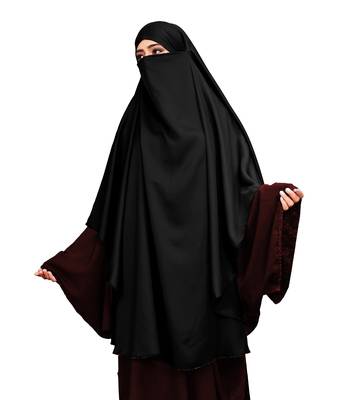 JSDC Imported Korean Nida Long Prayer Khimar For Women (Black) 2