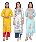 Multicolor block print blended cotton salwar