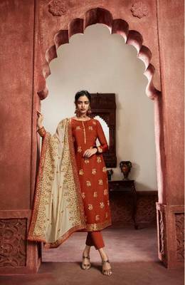 Orange brocade jacquard salwar 1