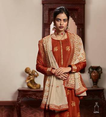Orange brocade jacquard salwar 2