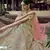 Green gota and resham embroidered organza semi stitched wedding lehenga