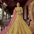 Mustard zari and resham embroidered organza semi stitched wedding lehenga