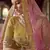 Mustard zari and resham embroidered organza semi stitched wedding lehenga