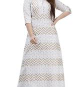 white  Women's offwhite gold printed kurta and palazzo  set