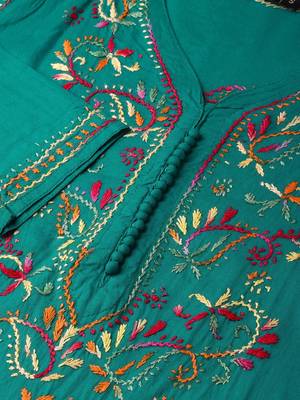 Green embroidered cotton cotton-kurtis 2