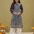 Hand Embroidered Navy Blue Georgette Lucknowi Chikankari Women Kurta With Slip