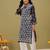 Hand Embroidered Navy Blue Georgette Lucknowi Chikankari Women Kurta With Slip