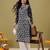 Hand Embroidered Navy Blue Georgette Lucknowi Chikankari Women Kurta With Slip