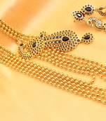 Gorgeous Peacock Blue Mugappu Multi Layer Necklace Set