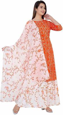 Orange printed rayon kurtas-and-kurtis 3