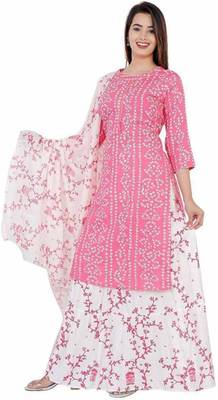 Pink printed rayon kurtas-and-kurtis 1
