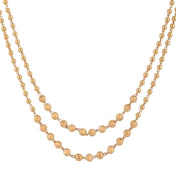 Piah Fashion Long  Traditional Gold Plated Brass  Two Line  Necklace Chain For Womens & Girls 1