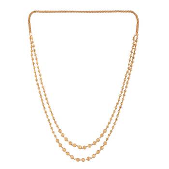 Piah Fashion Long  Traditional Gold Plated Brass  Two Line  Necklace Chain For Womens & Girls 2