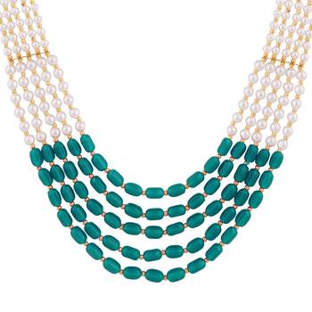 Piah Fashion Brass Rajwadi Groom Mala Pearl Layered  Gold Plated Necklace For Womens,Girls,Mens & Boys(UniSex) 1