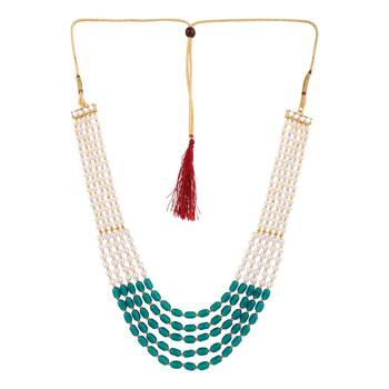 Piah Fashion Brass Rajwadi Groom Mala Pearl Layered  Gold Plated Necklace For Womens,Girls,Mens & Boys(UniSex) 2