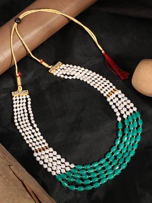Piah Fashion Brass Rajwadi Groom Mala Pearl Layered  Gold Plated Necklace For Womens,Girls,Mens & Boys(UniSex) 3