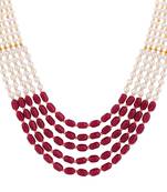 Piah Fashion Brass Rajwadi Groom Mala Pearl Layered Gold Plated Necklace For Womens,Girls,Mens & Boys(UniSex)