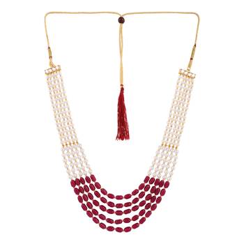 Piah Fashion Brass Rajwadi Groom Mala Pearl Layered Gold Plated Necklace For Womens,Girls,Mens & Boys(UniSex) 2