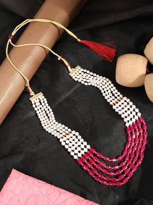 Piah Fashion Brass Rajwadi Groom Mala Pearl Layered Gold Plated Necklace For Womens,Girls,Mens & Boys(UniSex) 3