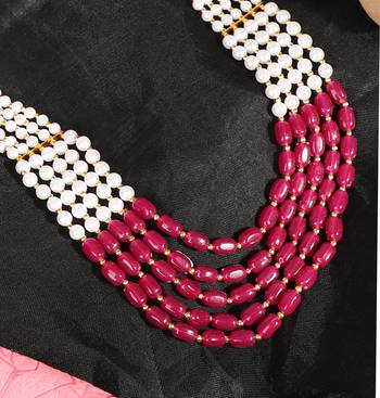 Piah Fashion Brass Rajwadi Groom Mala Pearl Layered Gold Plated Necklace For Womens,Girls,Mens & Boys(UniSex) 4