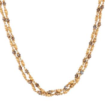 Piah Fashion Long  Traditional Gold Plated Brass  Two Line  Necklace Chain For Womens & Girls 1