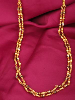 Piah Fashion Long  Traditional Gold Plated Brass  Two Line  Necklace Chain For Womens & Girls 3