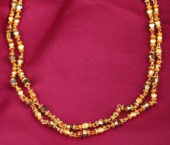 Piah Fashion Long  Traditional Gold Plated Brass  Two Line  Necklace Chain For Womens & Girls 4
