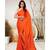 orange plain satin saree with blouse