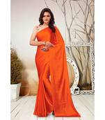 orange plain satin saree with blouse