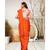 orange plain satin saree with blouse