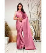 pink plain satin saree with blouse