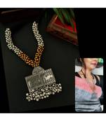 Dual tone Necklace set in Black Tassel