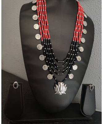 Red and Black Pipe Necklace Set 1