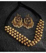 Golden Beaded Choker Set