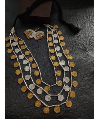 Golden And Silver Coin Necklace Set 1