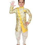 Multicolor printed cotton silk boys-kurta-pyjama