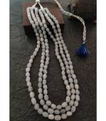 Three Line White Beaded Necklace Set