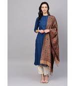 Indo Era Beige Pashmina Silk Woven Dupatta